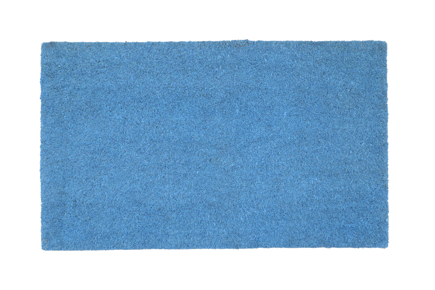A plain blue colour coir entrance door mat with a PVC backing.