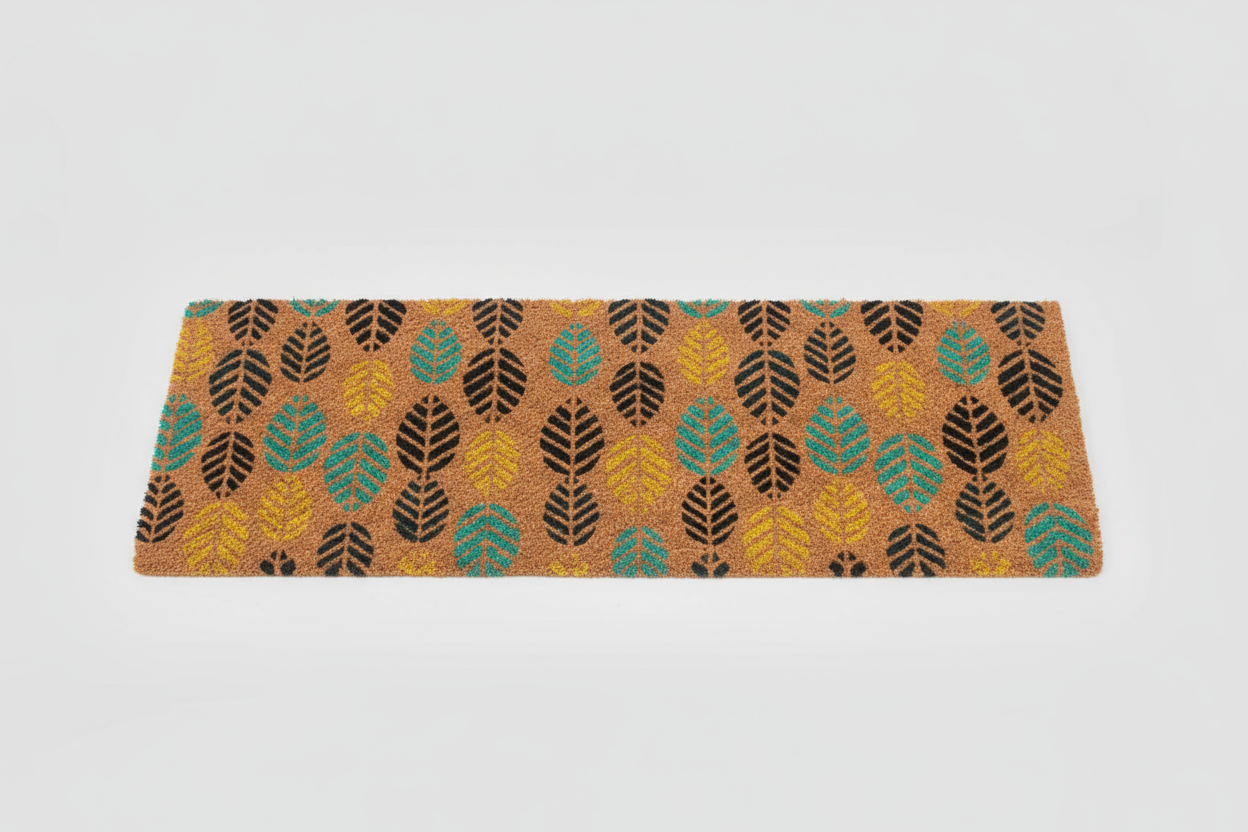 OnlyMat Contemporary Leaf Pattern Coir Doormat  with Anti-Slip Backing