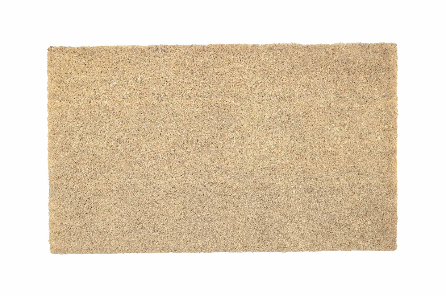 A plain biege colour coir entrance door mat with a PVC backing.