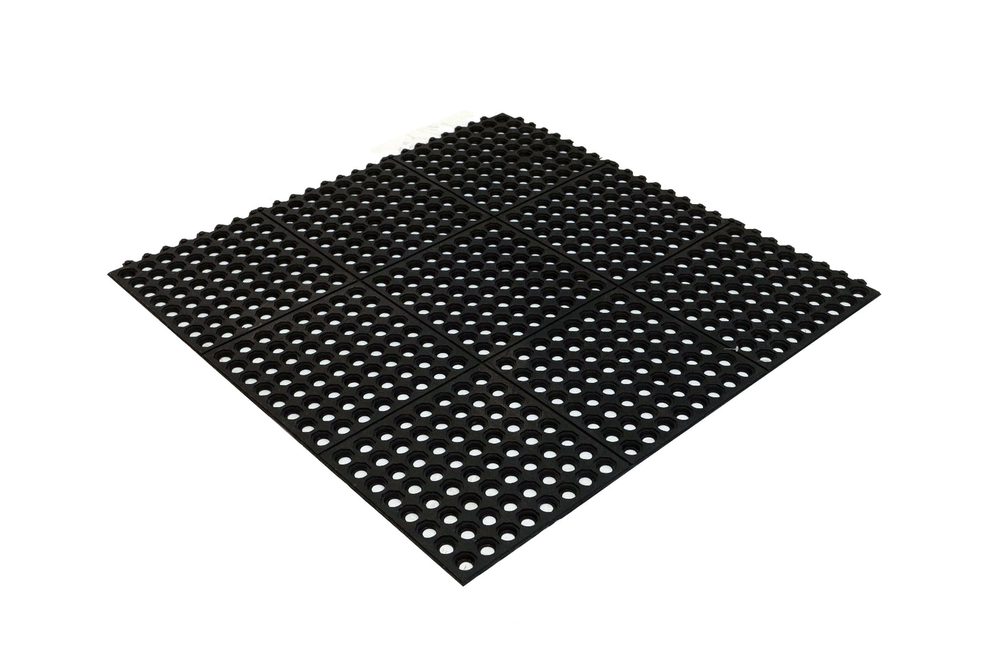 Black perforated mat on a white background