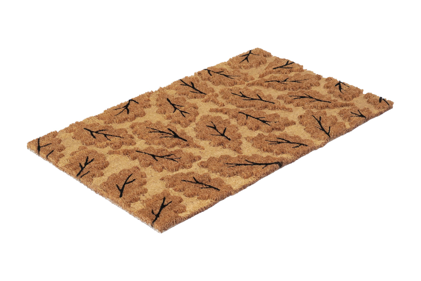 OnlyMat Elegant Leaf Impression Printed Coir Doormat with Anti-Slip Backing
