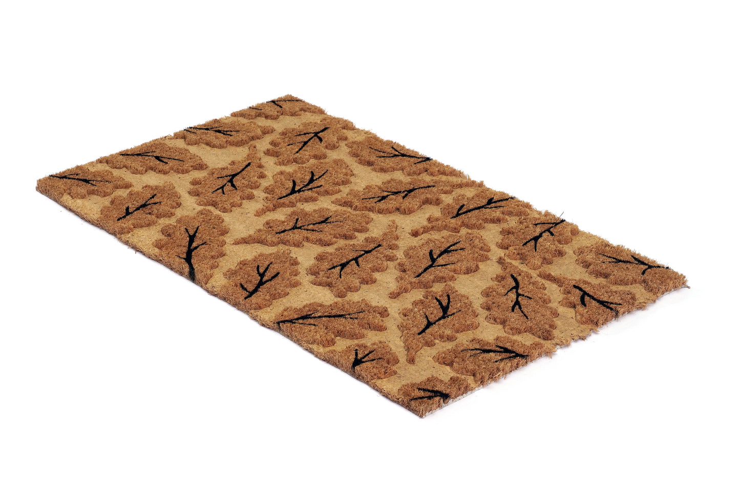 OnlyMat Elegant Leaf Impression Printed Coir Doormat with Anti-Slip Backing