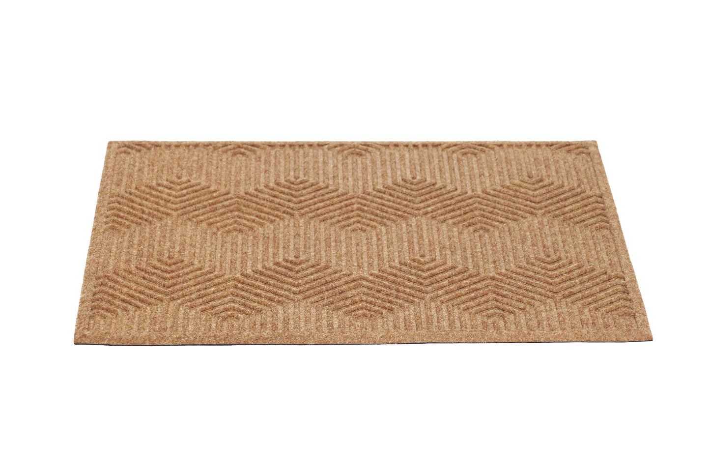 Rectangular door mat with a zigzag pattern on white background