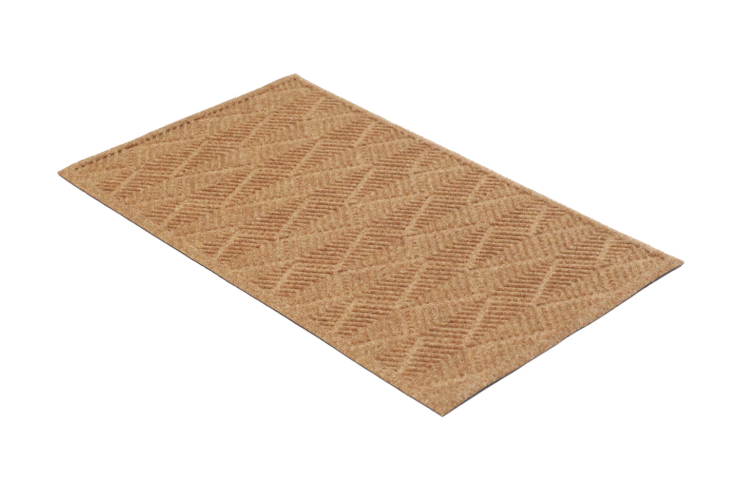 Beige doormat with diamond pattern on white background