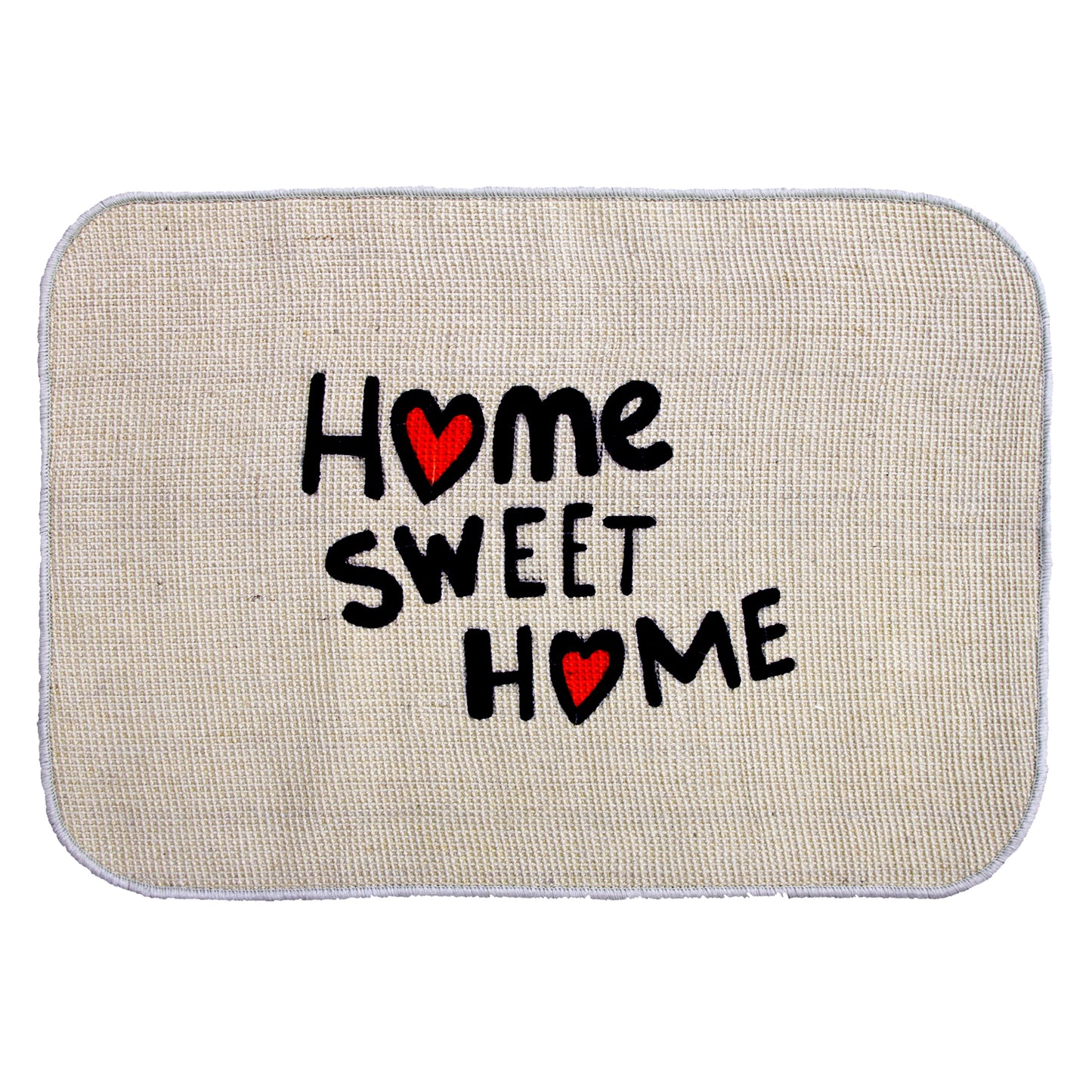 Home Sweet Home Printed Micro Boucle Jute Door Mat