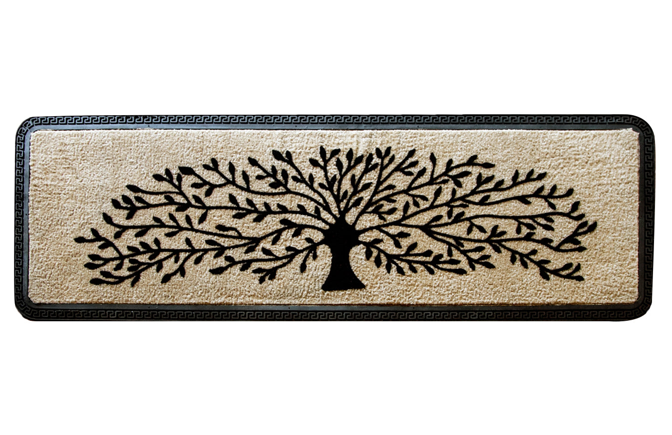 Elegant Anti-Skid Soft Polypropylene Tree Flocked Floor Mat -Beige , 40 cm x 120 cm - OnlyMat