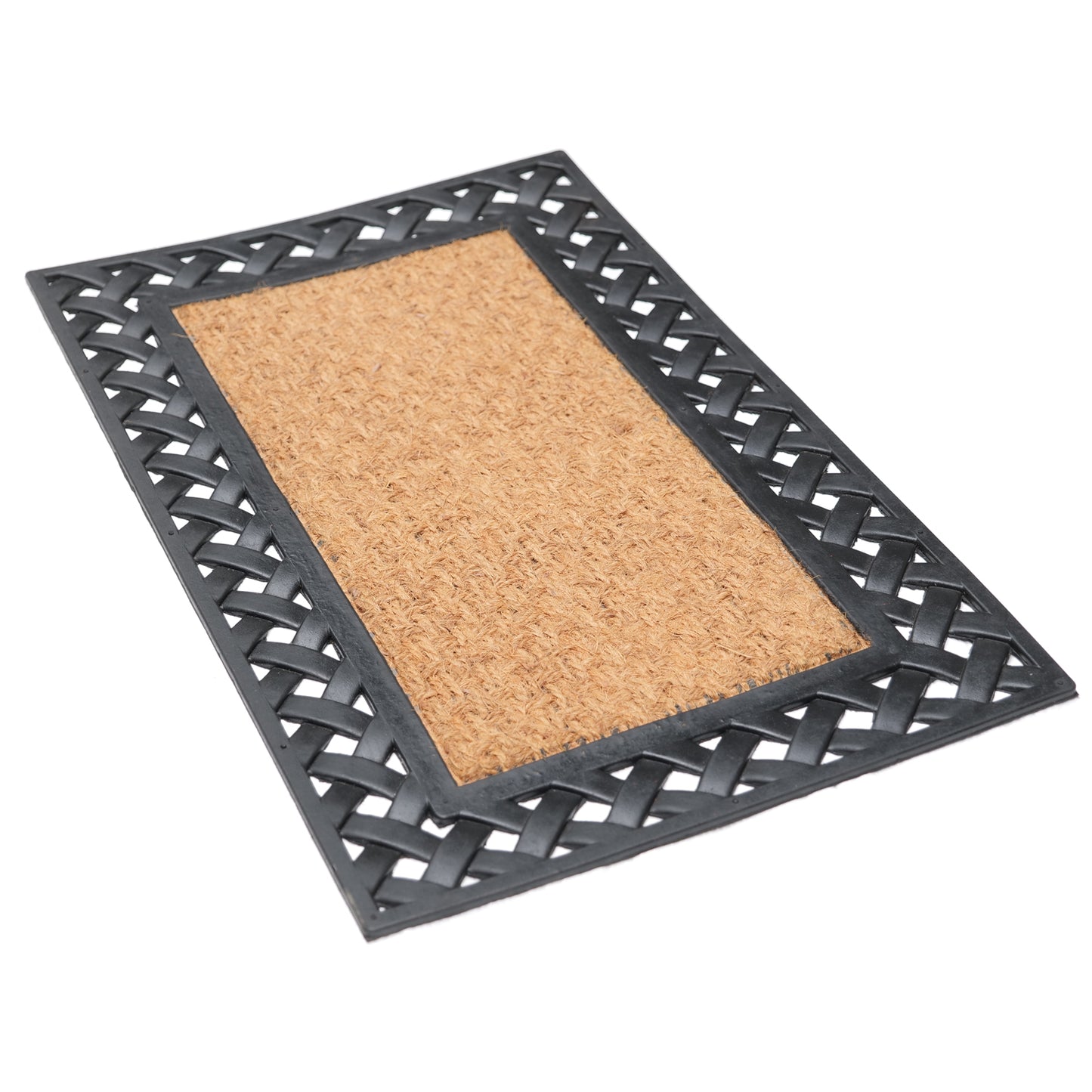 Plain Natural Coir Doormat with Black Rubber Border - OnlyMat