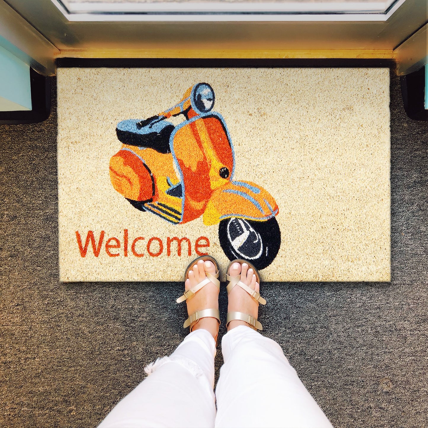 Scooter Design Natural Coir Doormat - OnlyMat
