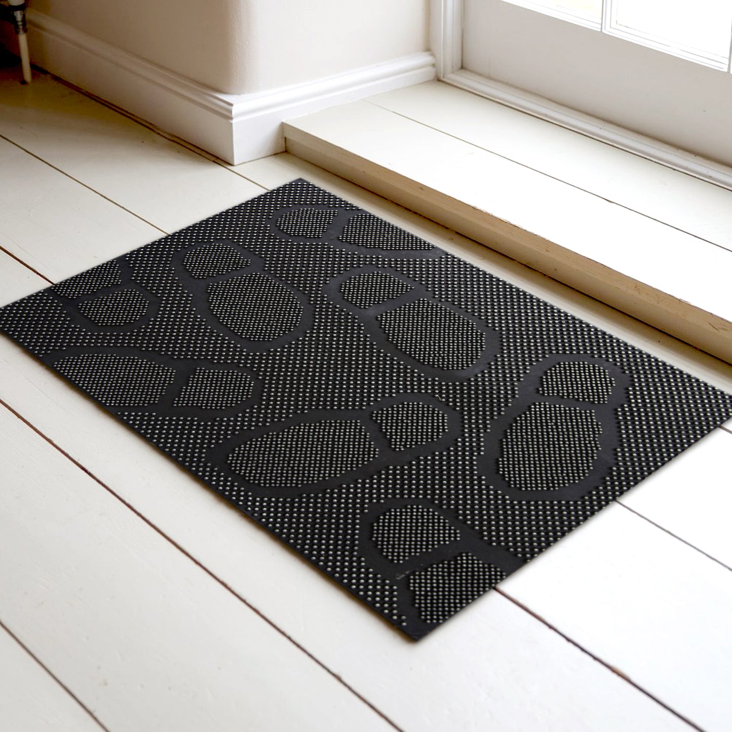 Lightweight Black Rubber Pin Foot Mark Design Floor Mat - OnlyMat