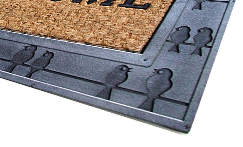 Bird Design on Rubber Border Natural Coir Doormat - OnlyMat