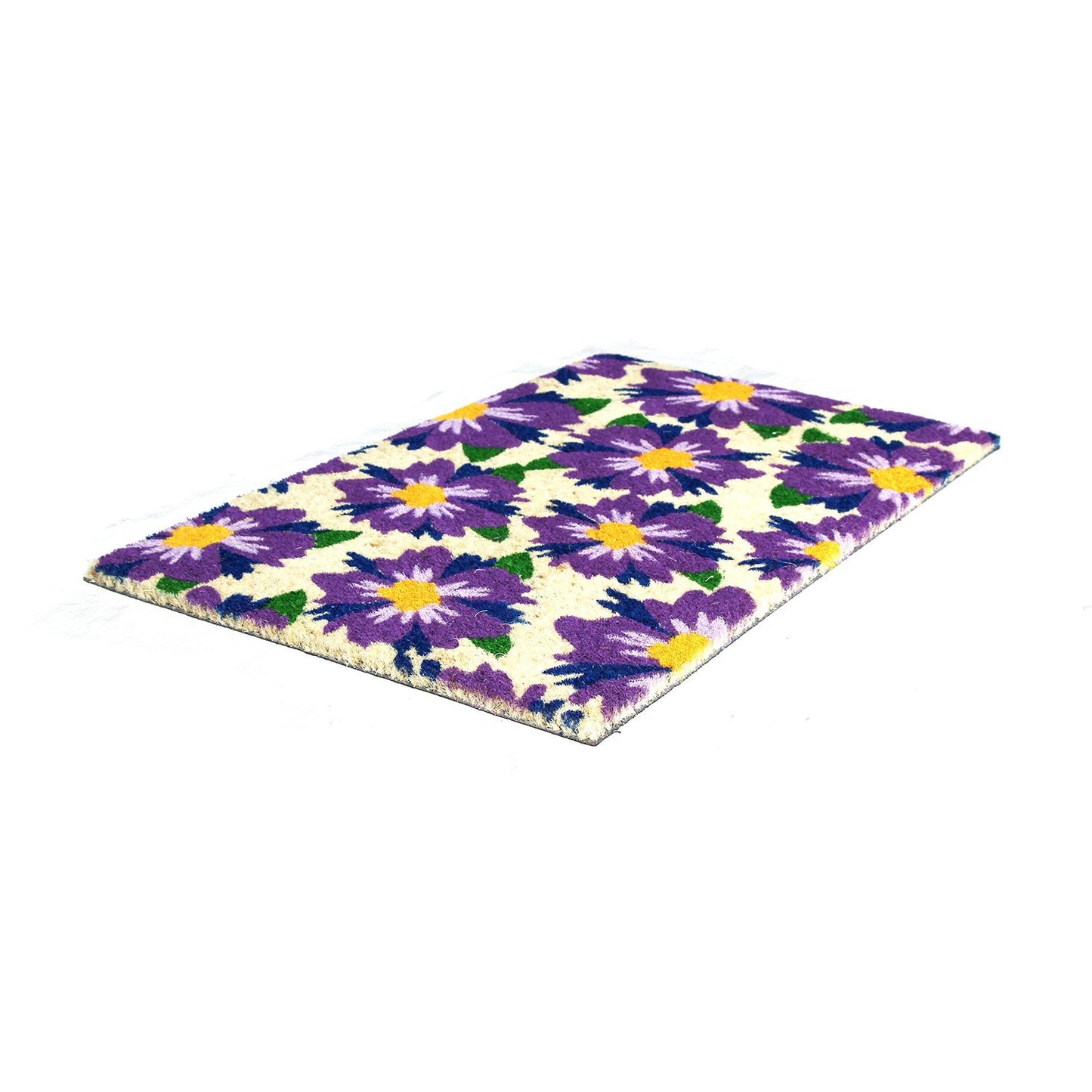 Violet Floral Design Bleach Coir Doormat - OnlyMat
