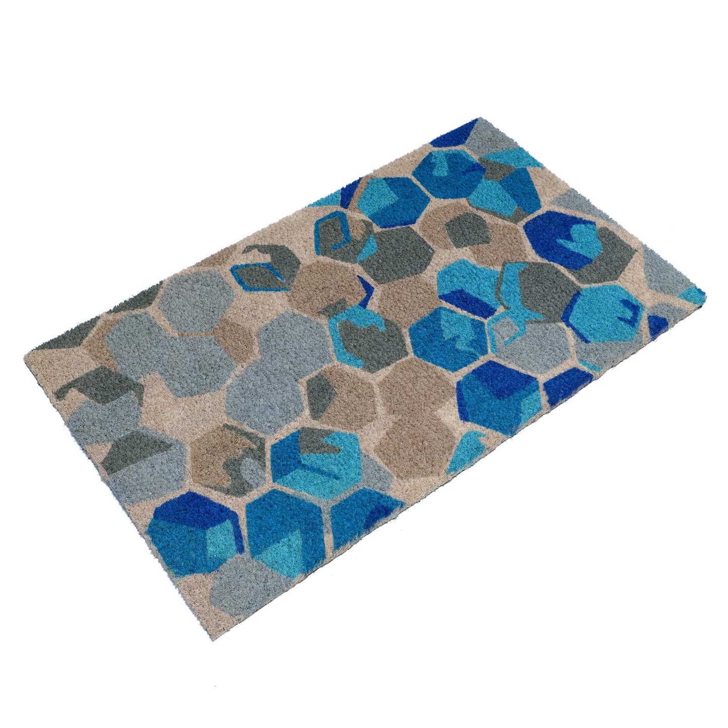 Colourful Blue Design printed Natural Coir Door mat - OnlyMat