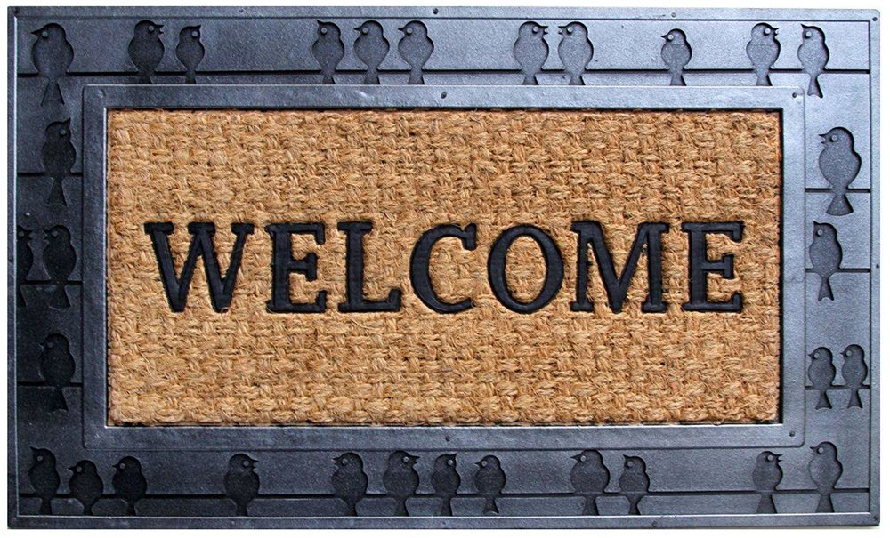 Bird Design on Rubber Border Natural Coir Doormat - OnlyMat