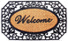 Elegant Oval Shaped "Welcome" Printed Natural Coir Mat With Large Black Moulded Rubber Border - OnlyMat
