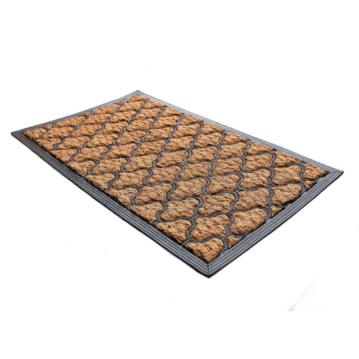 Elegant Hexagon Design Tough Rubber Moulded Coir Floor Mat - OnlyMat