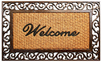 Welcome Cast Iron Design Rubber Coir Doormat - OnlyMat