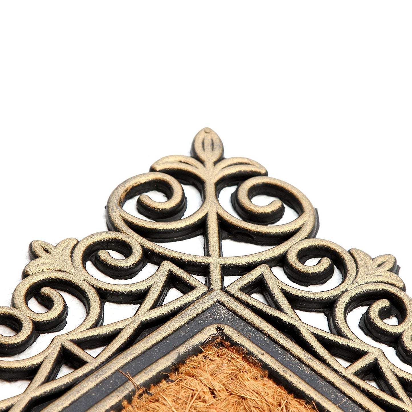 Golden Brown Welcome Natural Rubber Coir Doormat - OnlyMat