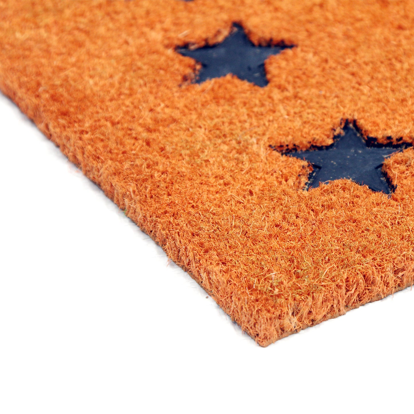 Pressed Star Design Natural Coir Doormat PVCIMP 00008 - OnlyMat