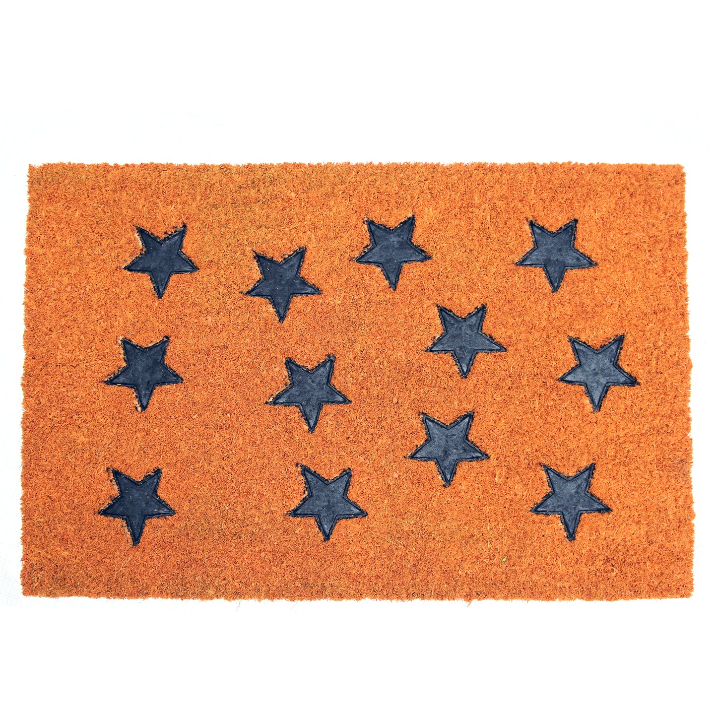 Pressed Star Design Natural Coir Doormat PVCIMP 00008 - OnlyMat
