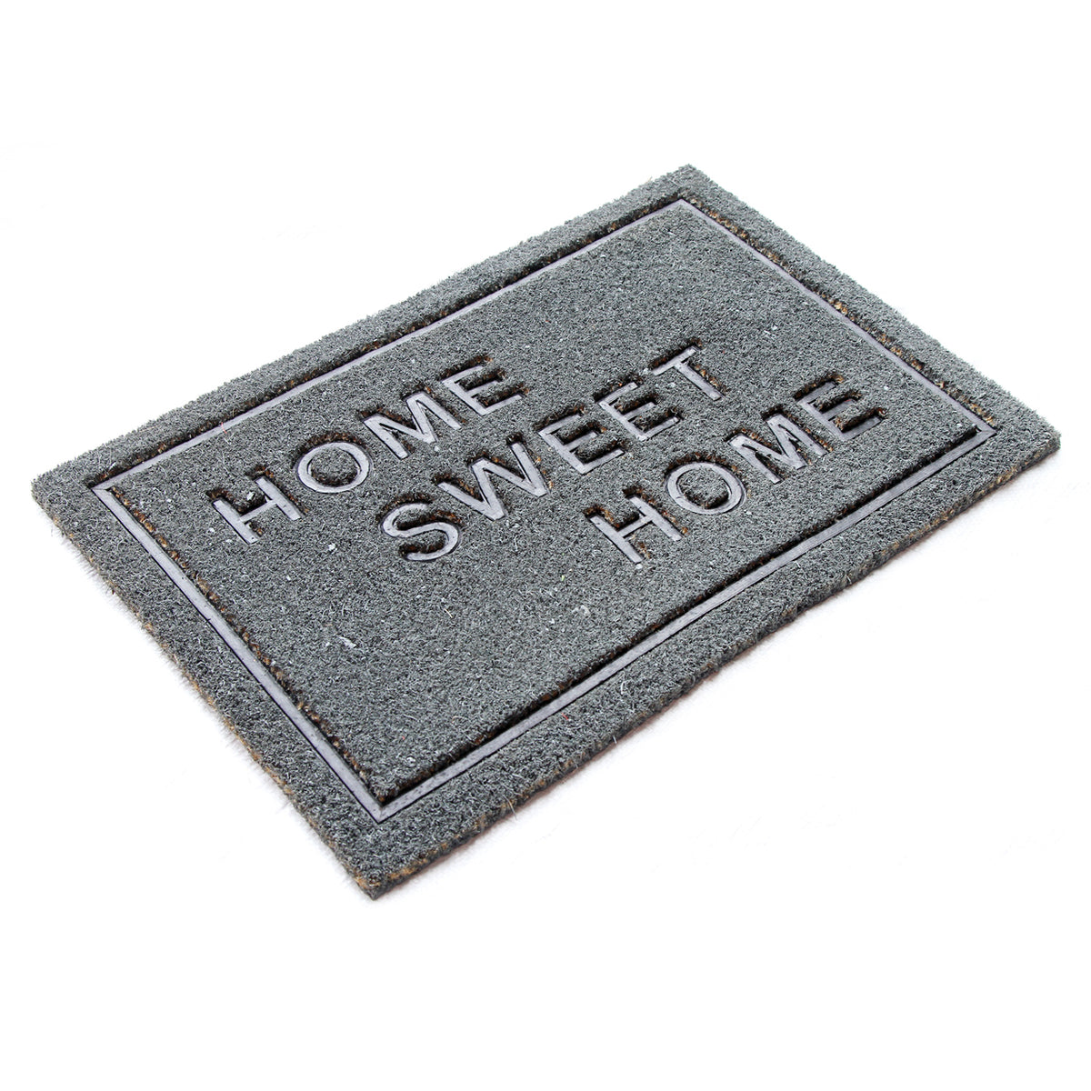 Pressed HomeSweetHome Design Natural Coir Doormat. PVCIMP 00010 GRY - OnlyMat