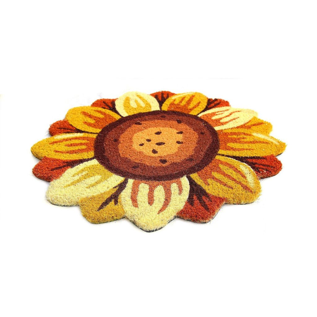 Stylish Natural Coir Sunflower Shaped Mat with PVC backing - OnlyMat