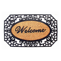 Welcome Door Mat with Large Cast Iron Grill Border Design - OnlyMat