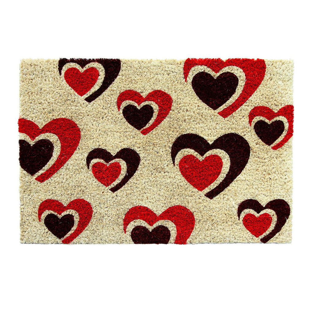 OnlyMat Multiple Pounding Heart Printed Coir Door Mat