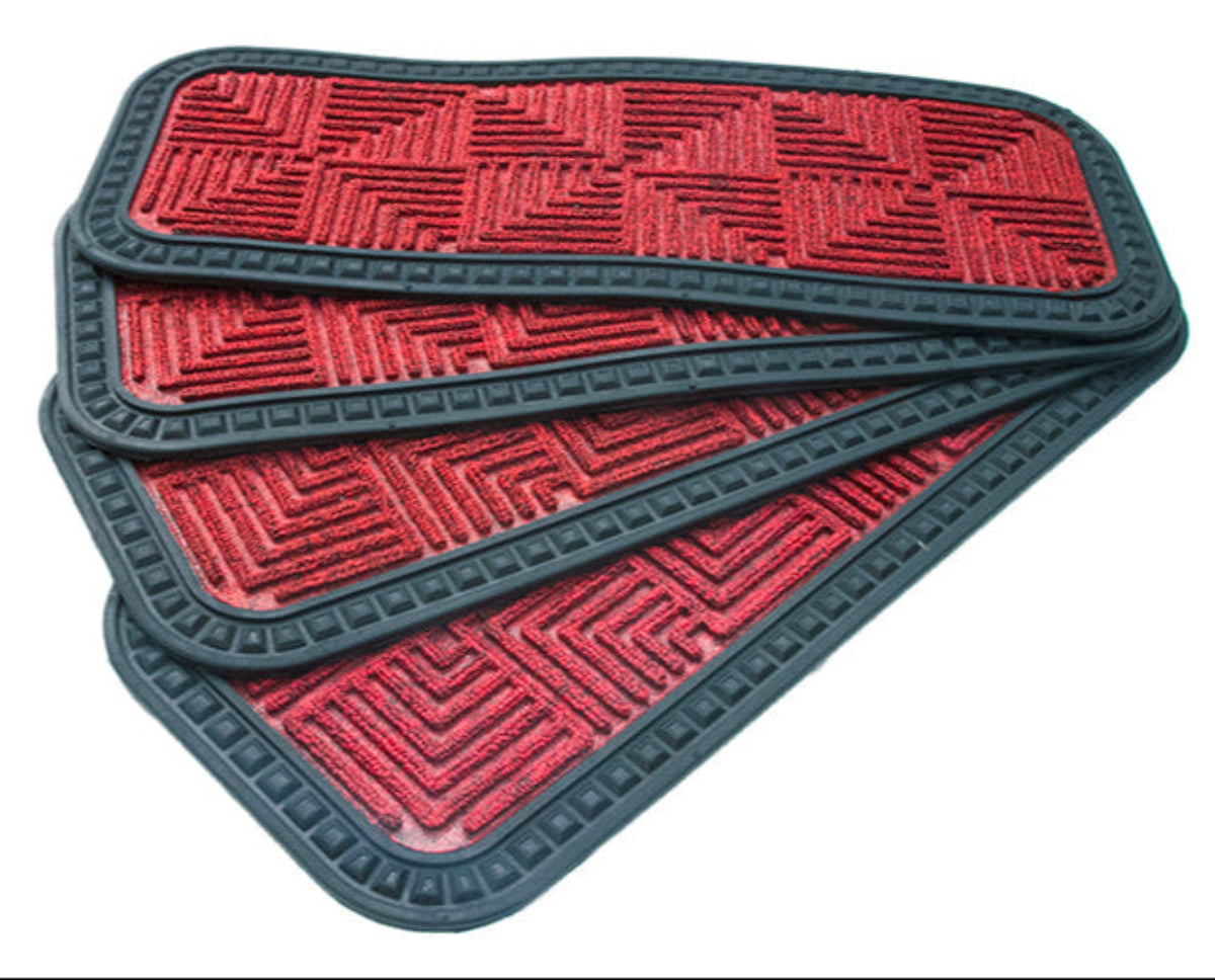 Stylish Red Anti-Slip Step and Stair Mats with Two Sided Glue Backing - OnlyMat