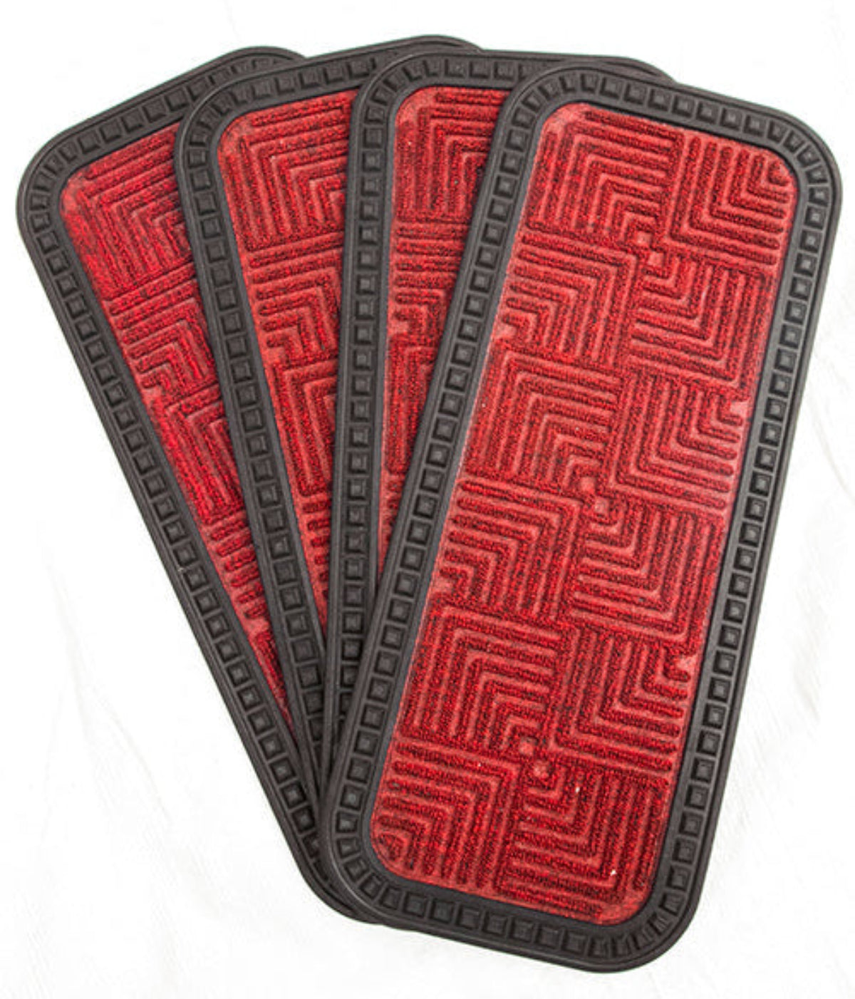 Stylish Red Anti-Slip Step and Stair Mats with Two Sided Glue Backing - OnlyMat