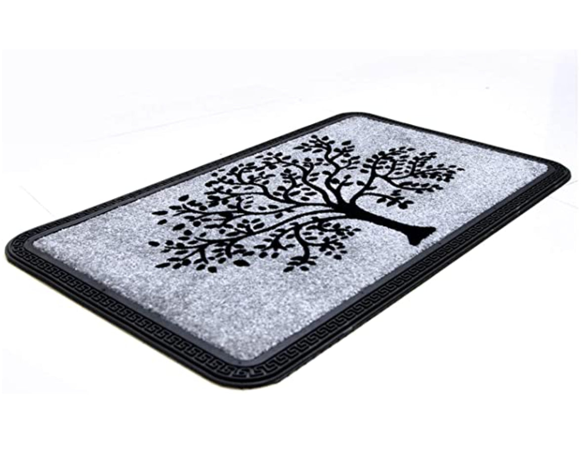  Tree Design Printed QuickDry Silver Colour Anti-Slip Bathroom Mat