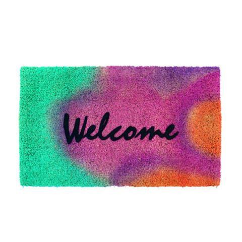 Colourful Multi Colour "Welcome" Printed Natural Coir Entrance Mat - OnlyMat