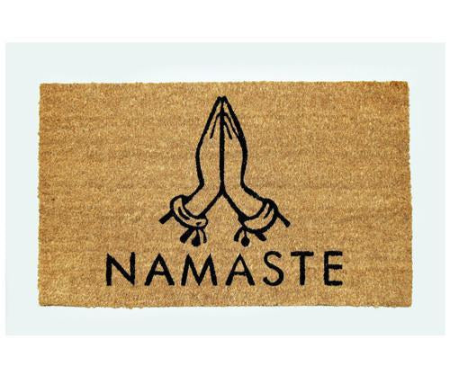 Namaste printed Natural Coir Welcome Entrance Door Mat with Anti-slip Backing
