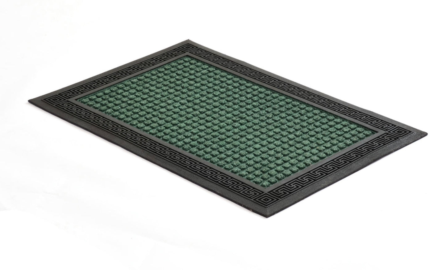 Rectangular mat with green pattern on a white background