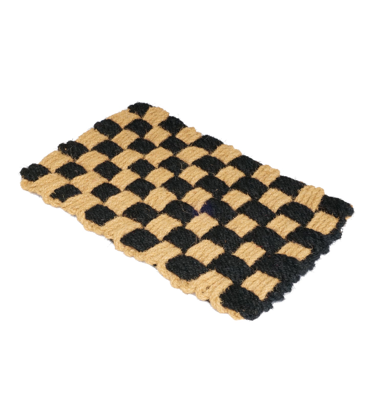 OnlyMat Black & Natural CrisCross Knotted Coir Rope Mat