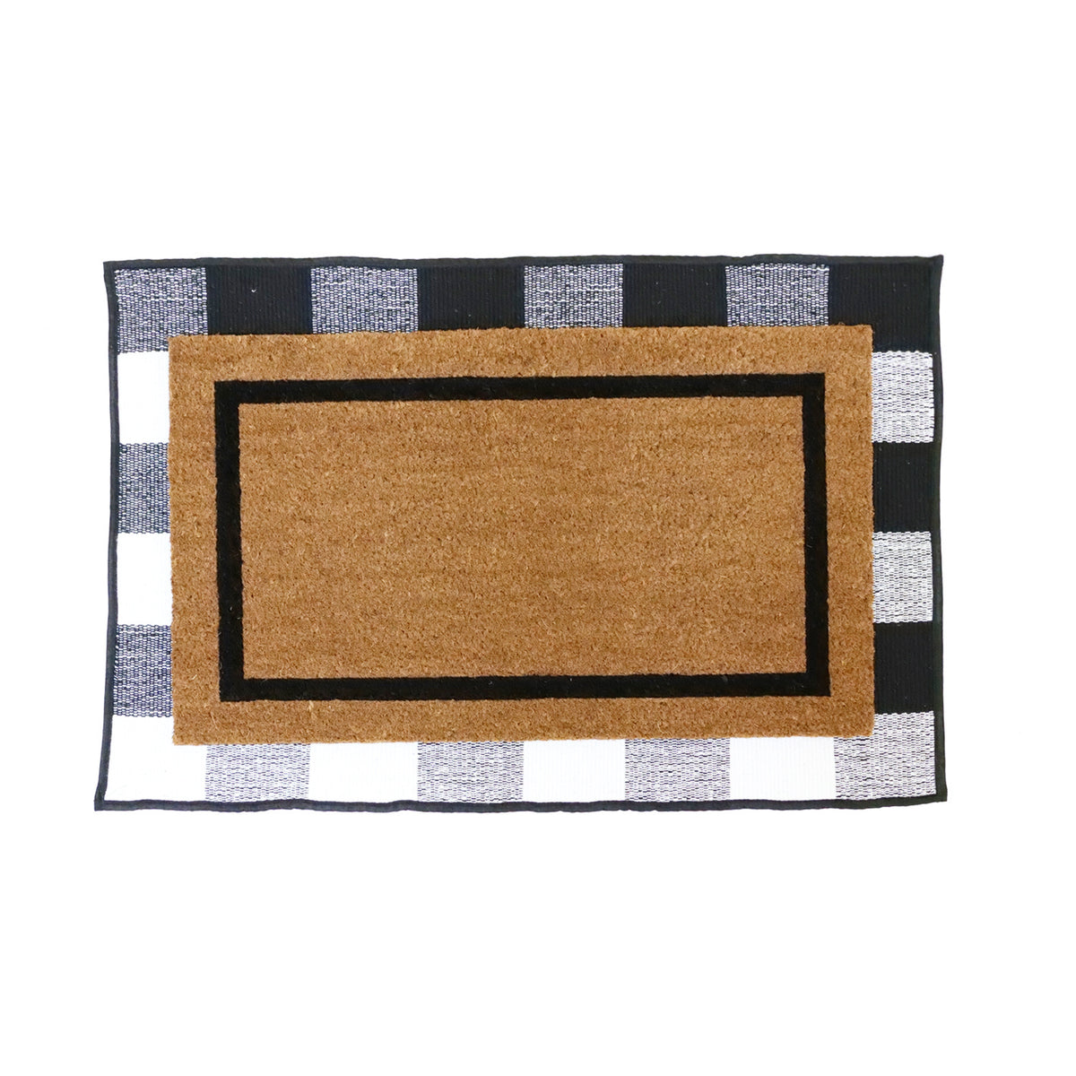 OnlyMat COMBO: Personalized Doormat with Large Initials and Underlay Cotton Rug - Design 3