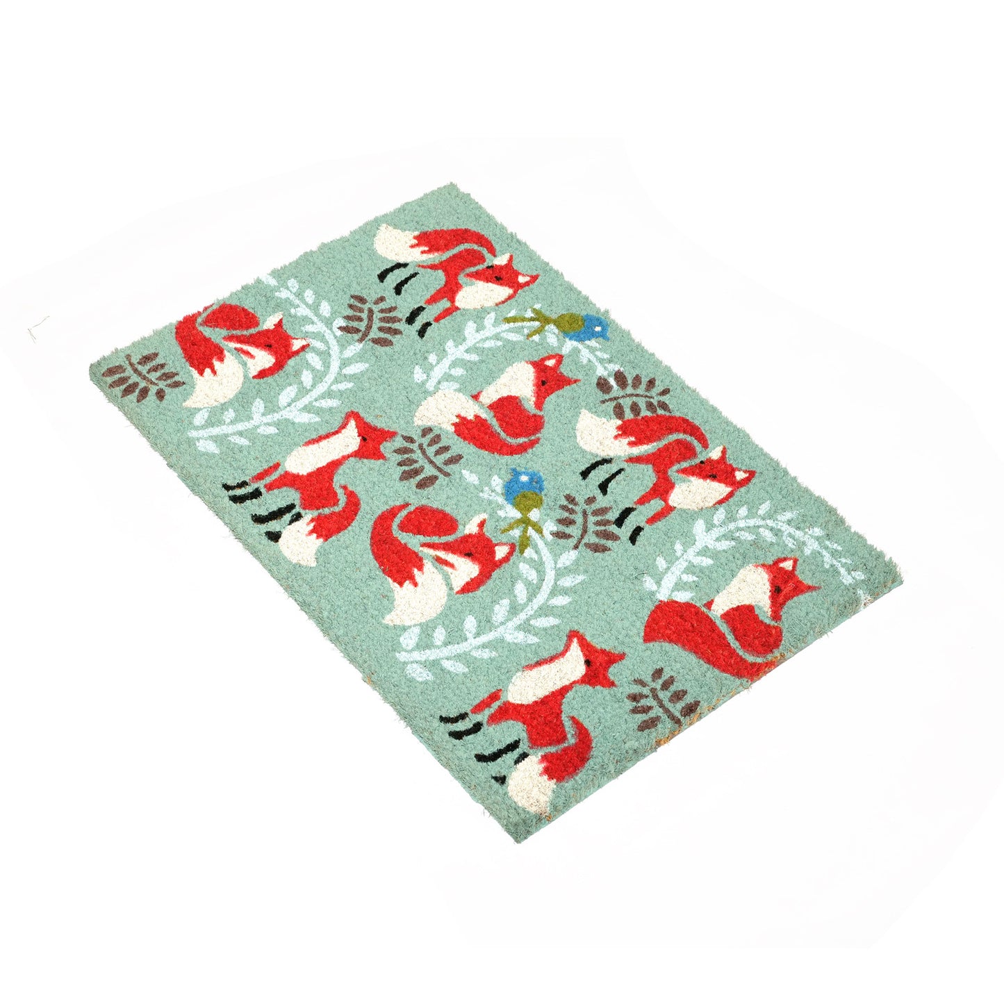 Fox Pattern Xmas Design Printed Natural Coir Door Mat