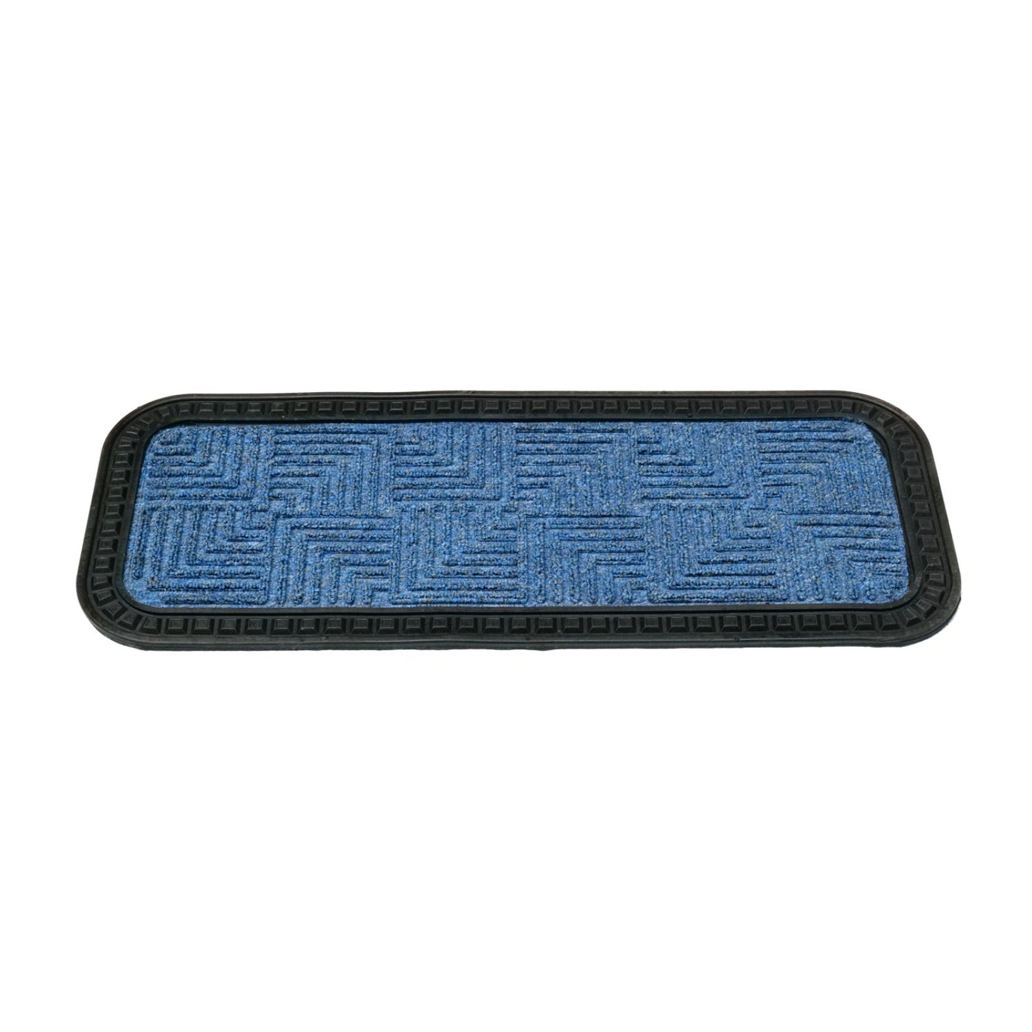 Blue rectangular mat with black border on a white background