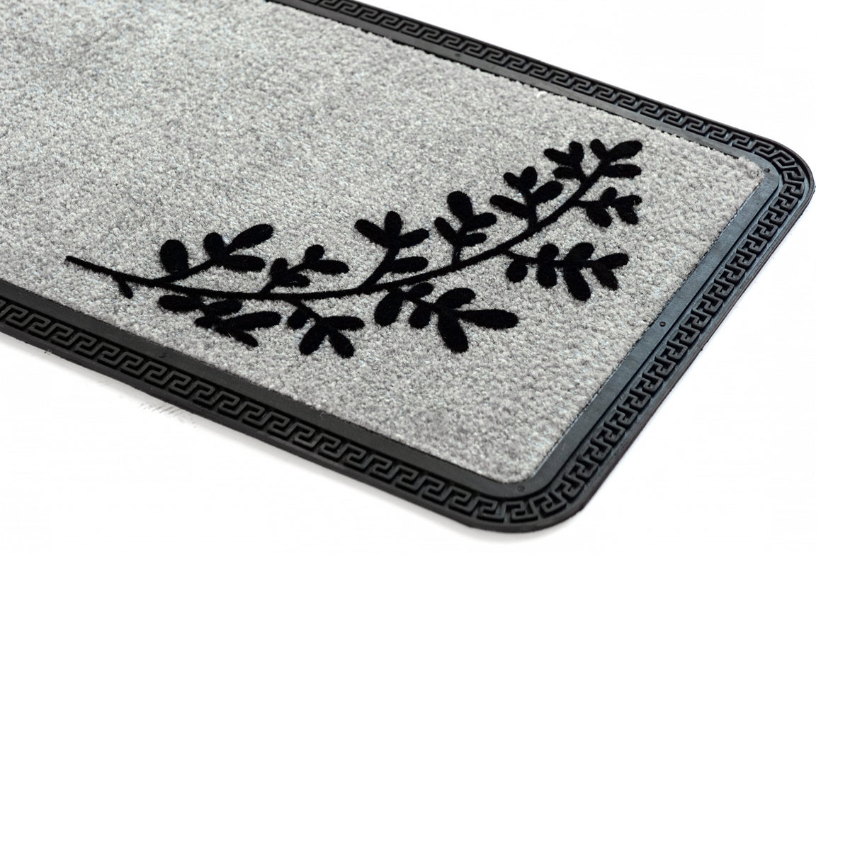 OnlyMat Elegant Soft Anti-Skid Polypropylene Leaf Pattern Flocked Floor Mat - GREY , 40 cm x 120 cm