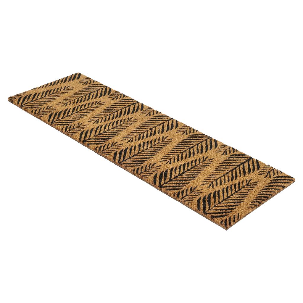OnlyMat Pine Leaf printed Natural Coir Entrance Door mat for Double Door or Wide Door - 40cm x 120cm