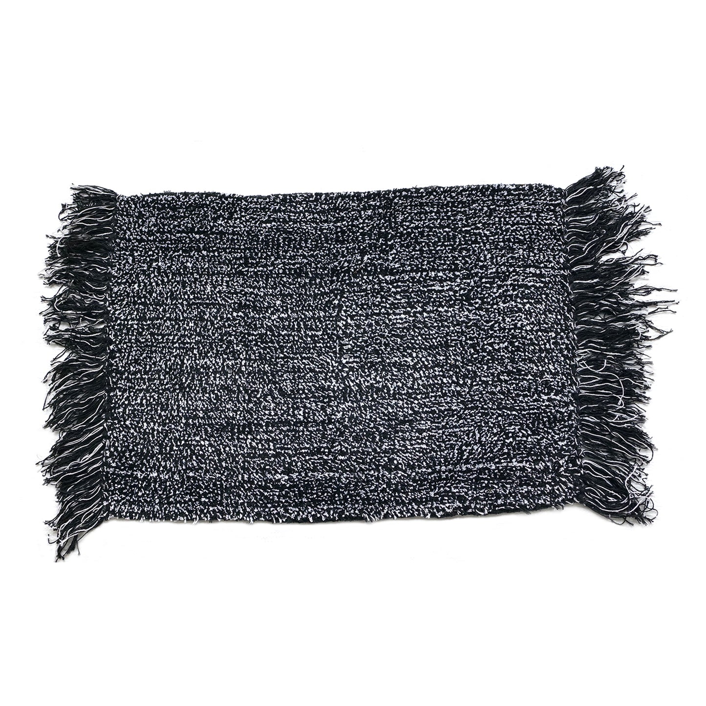 OnlyMat Black and White Woven Cotton Quickdry Bathroom Door Mat