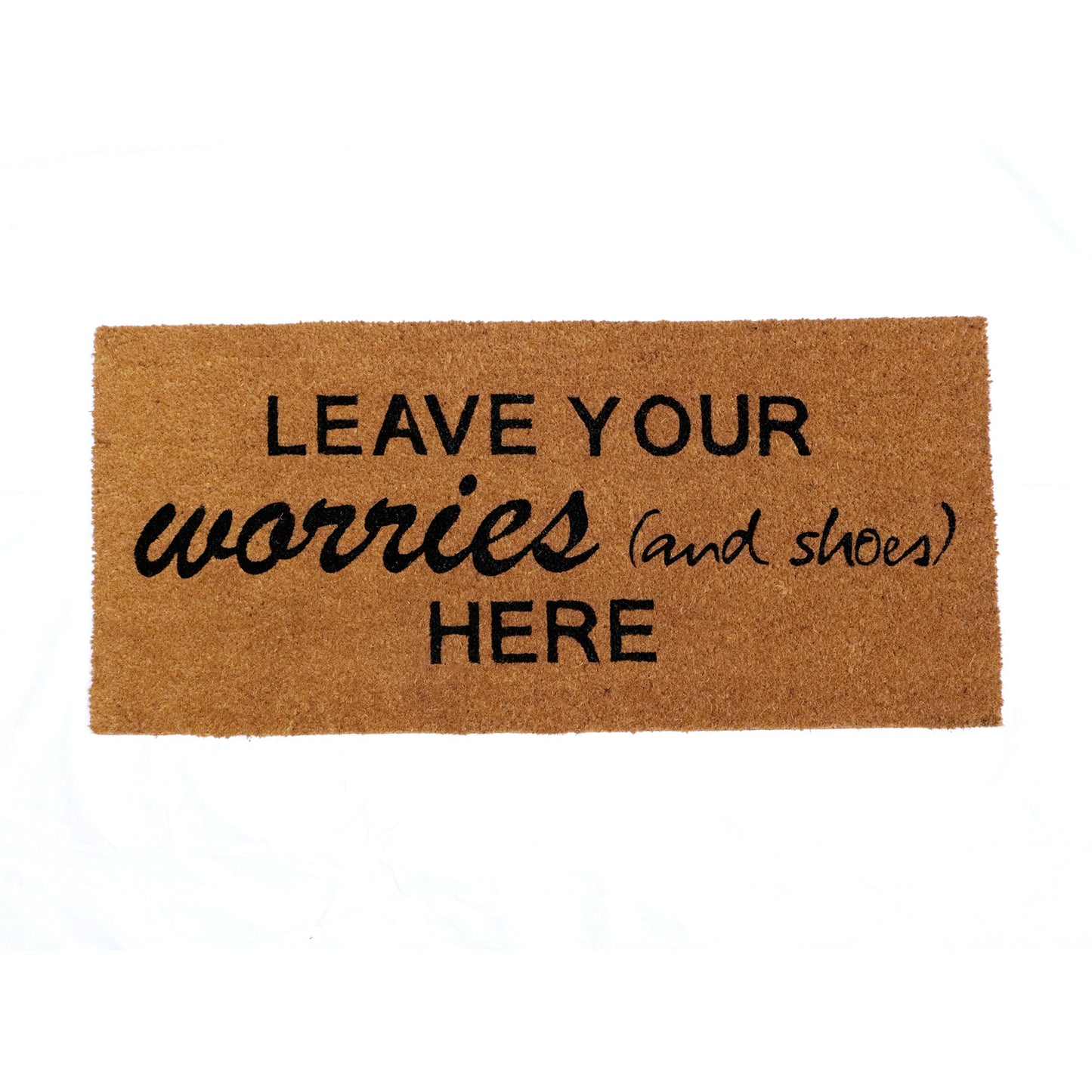 OnlyMat Leave Worries Outside printed Large Size Natural Coir Door Mat
