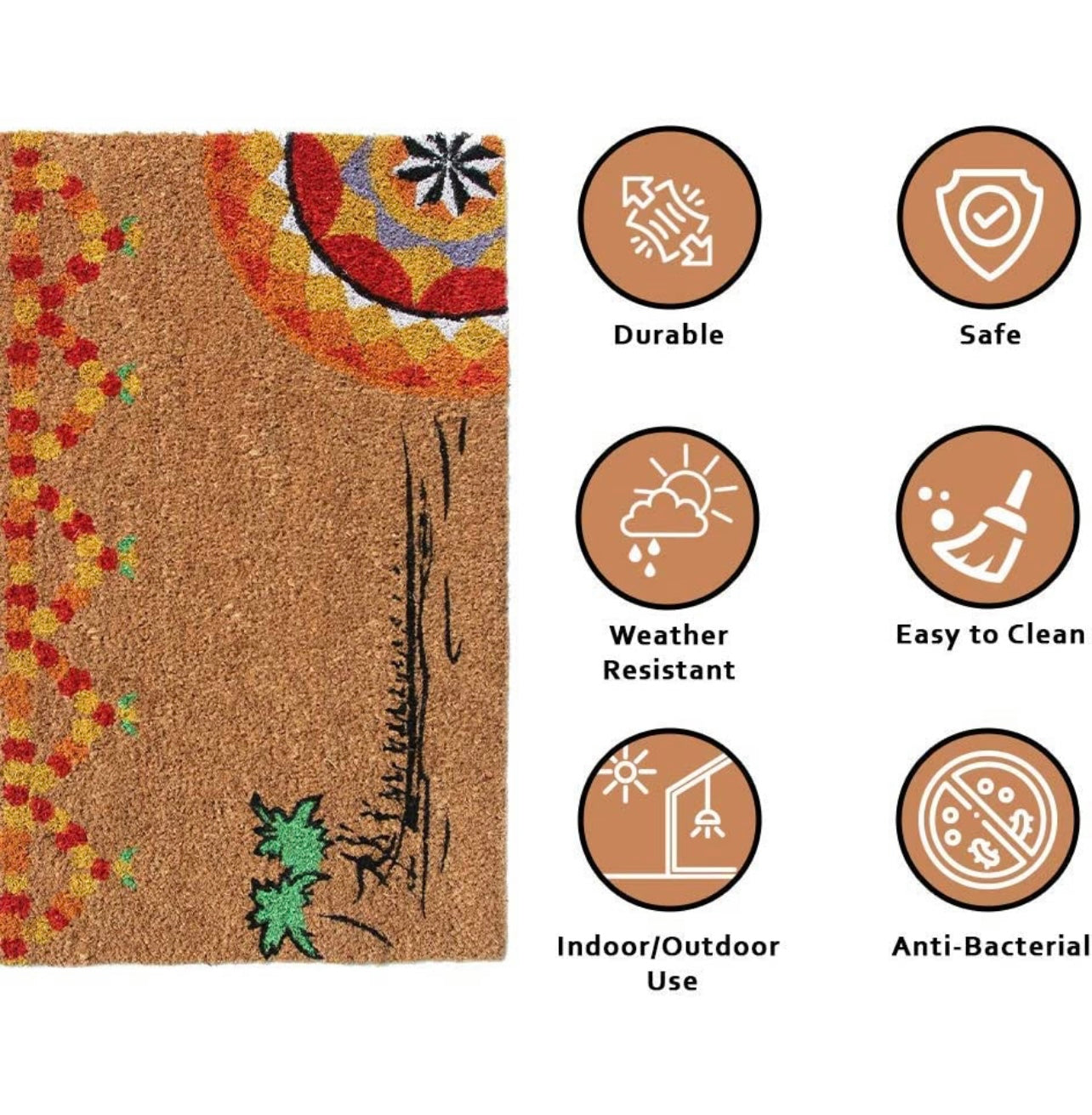 OnlyMat Onam Celebration Printed Coir Doormat with Anti-Slip Backing