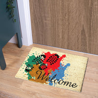 Colourful Holi Special "Welcome FESTIVAL " and Shoe Mark Printed Natural Coir Door Mat - OnlyMat