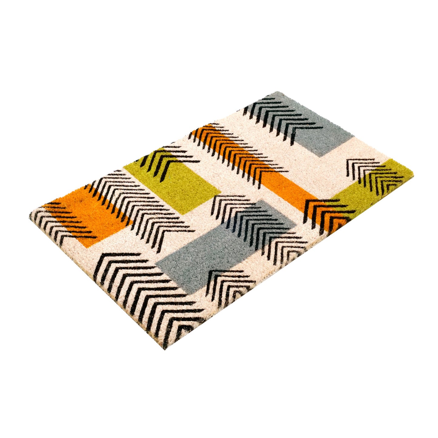 Arrow Design Green and Orange Natural Coir Mult-colour Door Mat