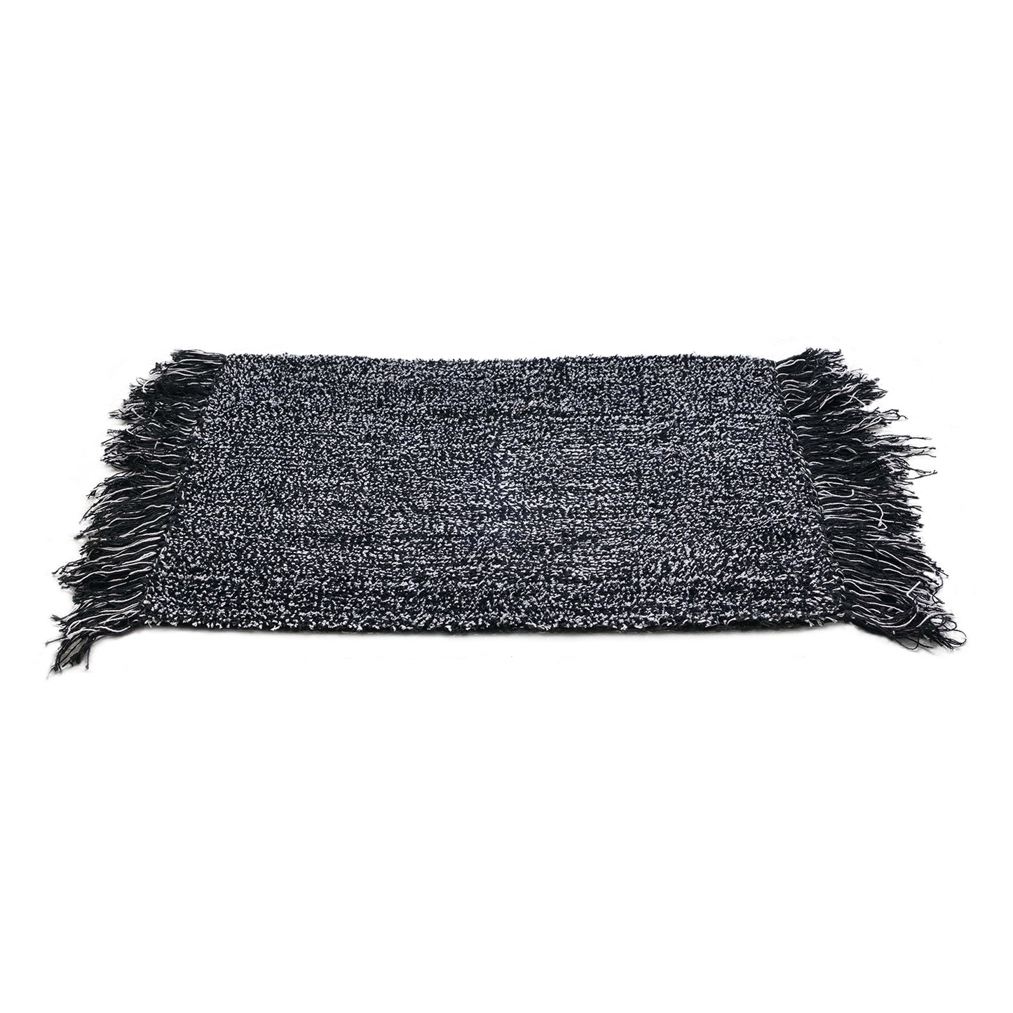 OnlyMat Black and White Woven Cotton Quickdry Bathroom Door Mat