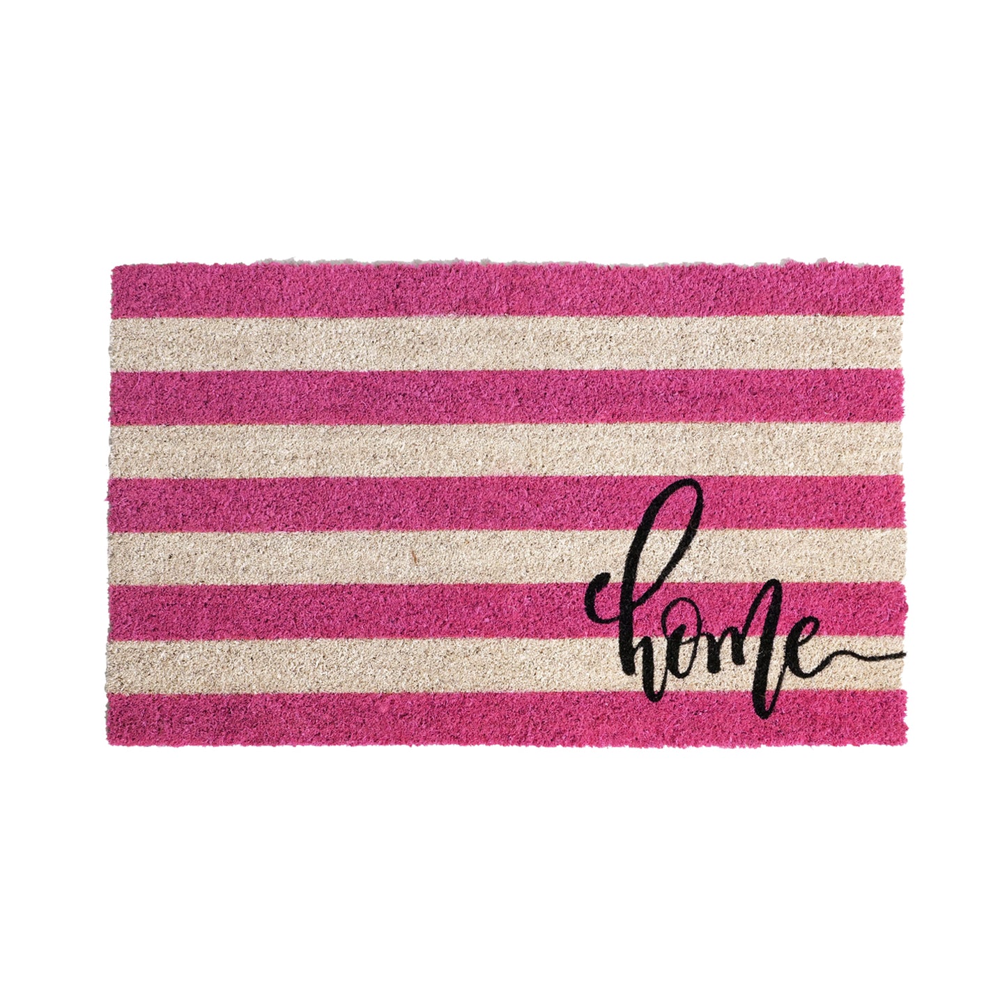 OnlyMat Retro Pink Stripe Home Printed Natural Coir Entrance Door Mat