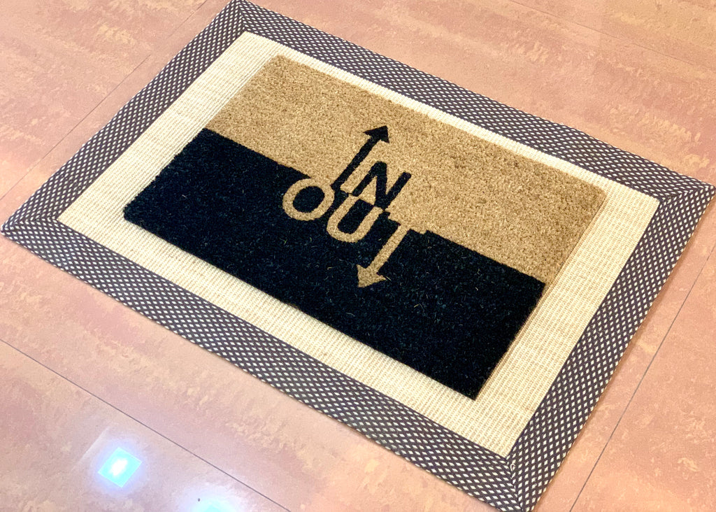 OnlyMat Jute and Coir Doormat Combo IN OUT Printed Entrance Doormat