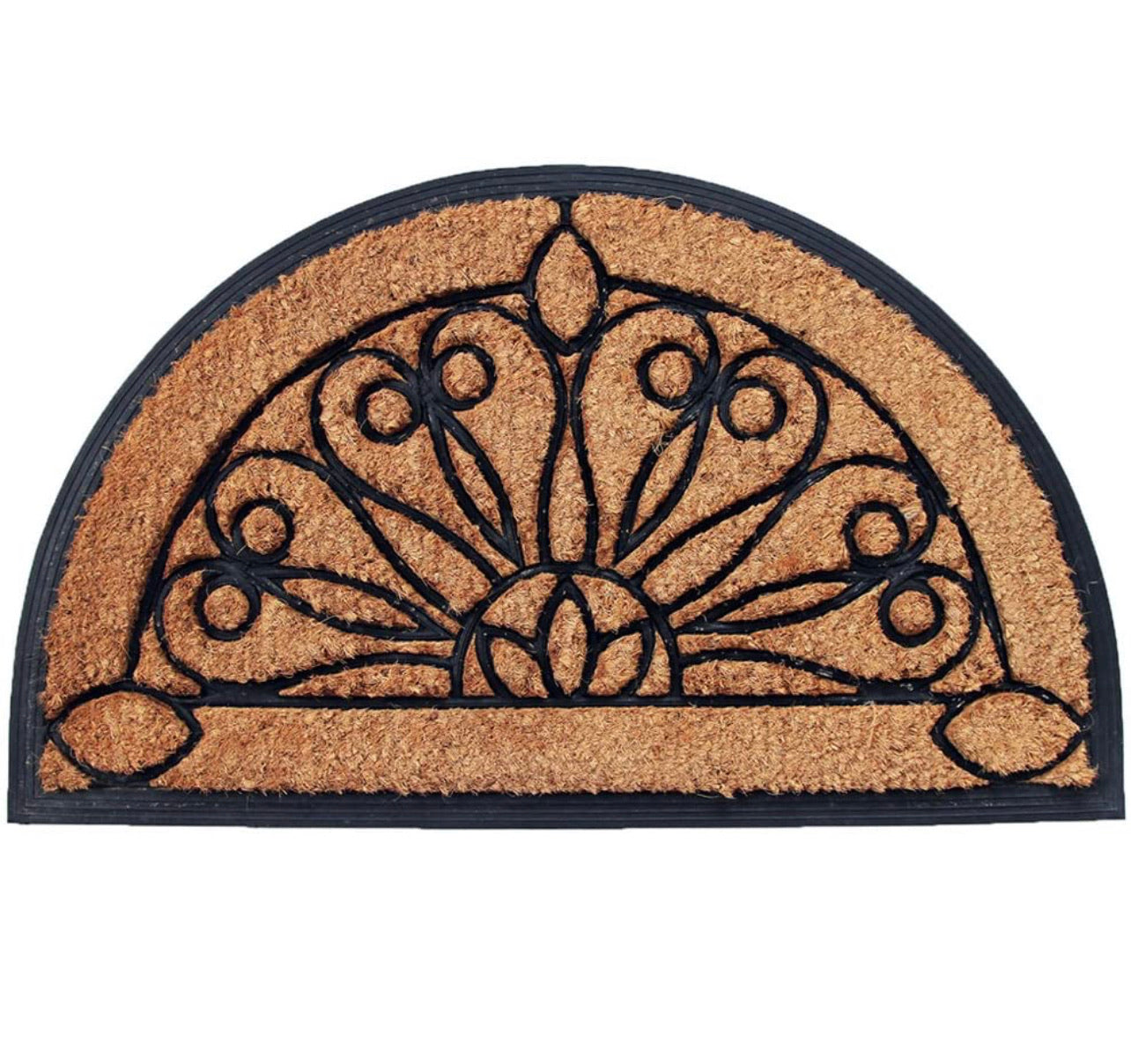 Half Moon Shape Coir Doormat with Rubber Moulded Border