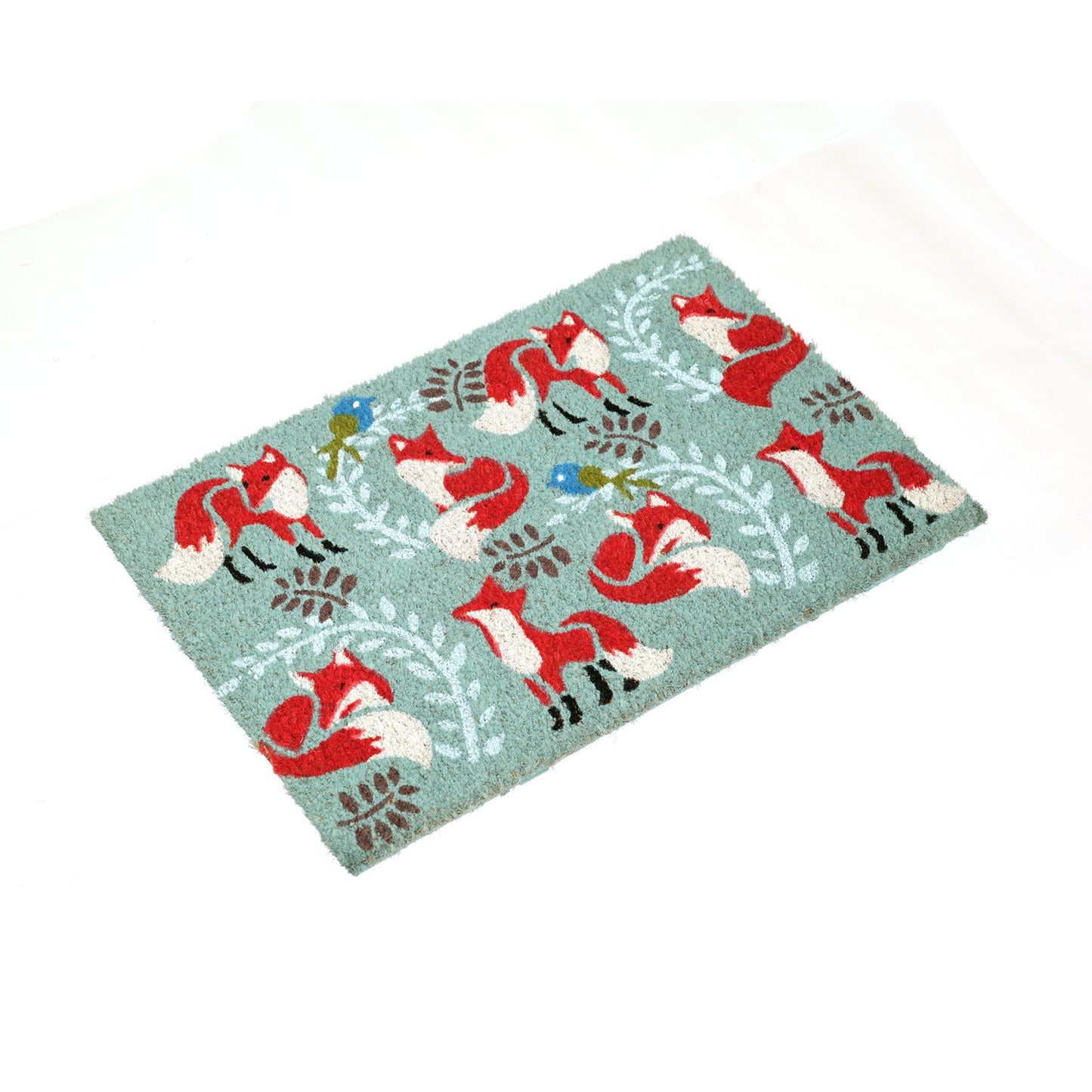 Fox Pattern Xmas Design Printed Natural Coir Door Mat