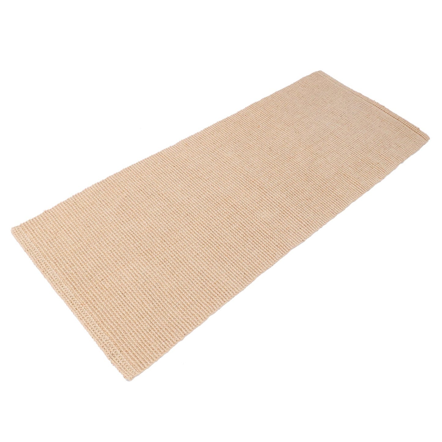 Beige woven jute mat on a white background
